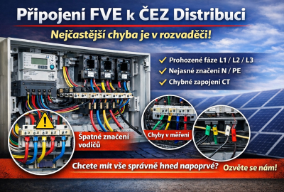 Připojení fotovoltaiky k ČEZ Distribuci se často nezasekne na panelech ani na měniči.